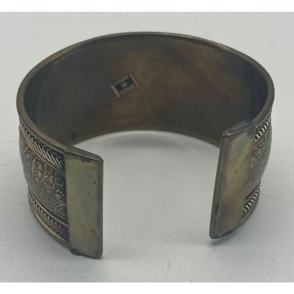 Copper Tone Bronze Tone Silver Tone Multi Bar Open Cuff Bracelet Wide 6.5 in - Picture 3 of 6
